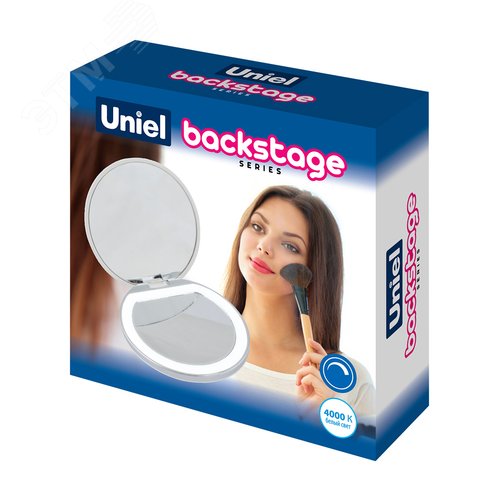 Зеркало карманное ULK-F72 DIM/RECH WHITE с подсветкой (1Х+2Х) с диммером Серия Backstage Аккумулятор Li-Ion 300мАч в/к Белый - фото 2