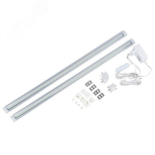 Светильники светодиодные для мебели UЛм-F45-2x6W/4500K IP20 SILVER набор из 2-х шт Механический выключатель 600х25х8мм 2х500Лм - фото 10