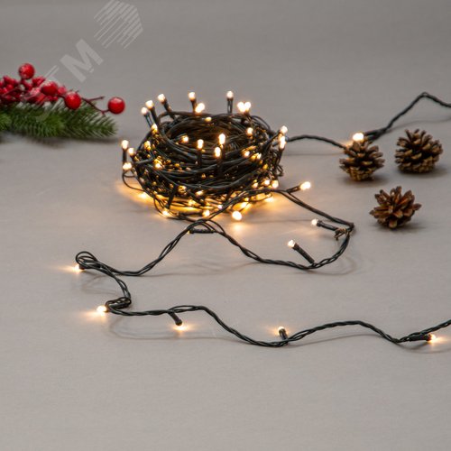 Гирлянда светодиодная ULD-S1000-100/DGA WARM WHITE IP20 10 м 100 светодиодов теплый белый свет зеленый провод - фото 11