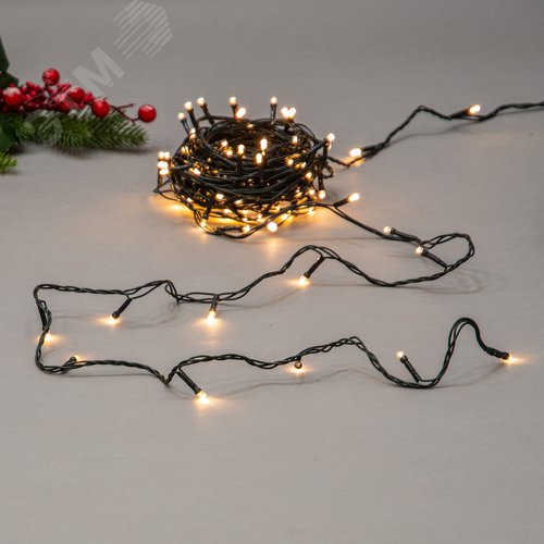 Гирлянда светодиодная ULD-S1000-100/DGA WARM WHITE IP20 10 м 100 светодиодов теплый белый свет зеленый провод - фото 12