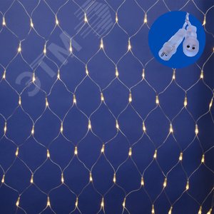 Сетка светодиодная с эффектом мерцания ULD-N1515-96/TTK WARM WHITE IP44 1,5х1,5м соединяемая 96 светодиодов теплый белый свет прозрачный провод - фото 1