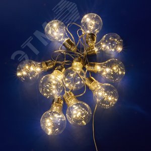 Гирлянда светодиодная Лампочки ретро-1 на батарейках 3AA не в/к 18м 50 светодиодов Теплый белый свет прозрачный провод ULD-S1800-050/STB/3AA WARM WHITE IP20 RETRO BULBS-1 TM - фото 2