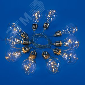 Гирлянда светодиодная Лампочки ретро-1 на батарейках 3AA не в/к 18м 50 светодиодов Теплый белый свет прозрачный провод ULD-S1800-050/STB/3AA WARM WHITE IP20 RETRO BULBS-1 TM - фото 3