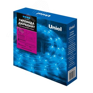 Гирлянда светодиодная Дюралайт ULD-D50 8M/С08 IP44 BLUE 8м С контроллером Синий свет Провод белый ТМ - фото 3