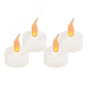 Фигура светодиодная Свеча-таблетка на батарейках CR2032 (в/к) в составе набора из 4 штук 1 светодиод Теплый белый свет ULD-F070 WARM WHITE TEACANDLE SET4 TM Uniel - фото 1