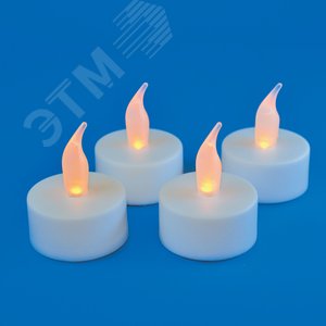 Фигура светодиодная Свеча-таблетка на батарейках CR2032 (в/к) в составе набора из 4 штук 1 светодиод Теплый белый свет ULD-F070 WARM WHITE TEACANDLE SET4 TM Uniel - фото 2