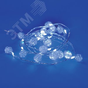 Гирлянда светодиодная на батарейках 2AA не в/к Бусины мини 19м 20 светодиодов прозрачный провод ULD-S1900-020/STB/2AA WHITE IP20 BEADS MINI - фото 2