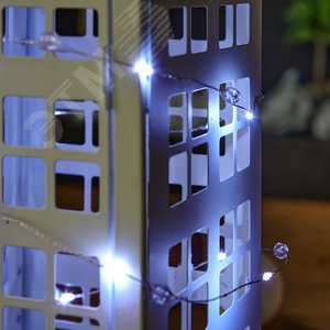 Гирлянда светодиодная на батарейках 2AA не в/к Бусины мини 19м 20 светодиодов прозрачный провод ULD-S1900-020/STB/2AA WHITE IP20 BEADS MINI - фото 6