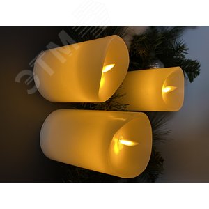 Фигура светодиодная Свеча на батарейках 2AA (не в/к) в составе набора из 3 штук Диммируемые 1 светодиод Теплый белый свет Пульт ДУ (в/к) ULD-F055 WARM WHITE RC CANDLE SET3 - фото 4