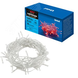 Гирлянда светодиодная 10 м 100 светодиодов красный свет прозрачный провод ULD-S1000-100/DTA RED IP20 - фото 4