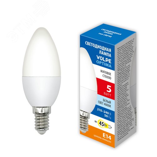 "Лампа светодиодная Форма ""свеча"" матовая Белый свет 4000K LED-C37-5W/4000K/E14/FR/SLS " - фото 2