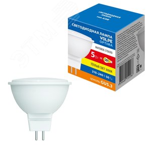Лампа светодиодная LED-JCDR-5W/3000K/GU53/FR/SLS Форма JCDR матовая Теплый белый свет (3000K) ТМ Volpe - фото 2
