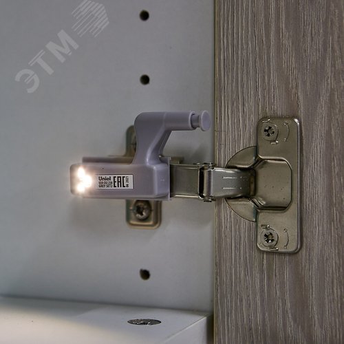 Светильник светодиодный ULK-C02 23A GREY SET2 пушлайт на петлю в кухонный шкаф, на батарейке 23A (в/к). Набор из 2 шт. Серый - фото 4