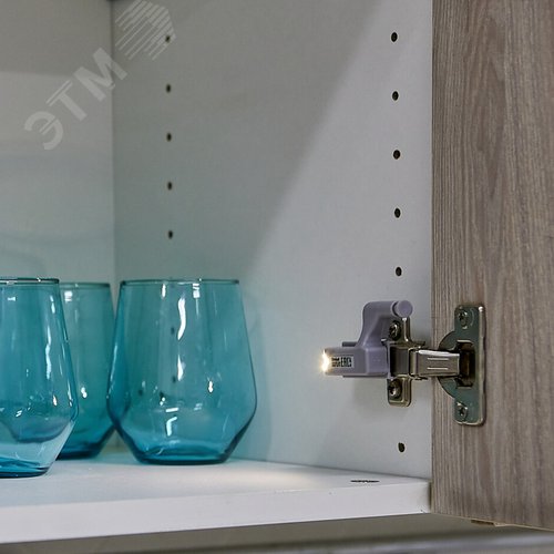 Светильник светодиодный ULK-C02 23A GREY SET2 пушлайт на петлю в кухонный шкаф, на батарейке 23A (в/к). Набор из 2 шт. Серый - фото 5