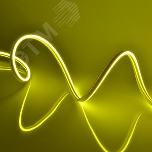 Лента светодиодная гибкий неон 9Вт/м 12В желтый IP67 120 LED/м катушка 5м. в блистере - фото 2