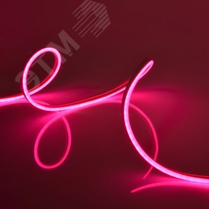 Лента светодиодная гибкий неон 9Вт/м 12В розовый IP67 120 LED/м катушка 5м. в блистере - фото 4