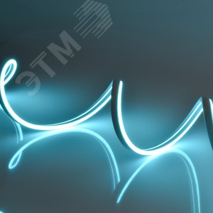 Лента светодиодная гибкий неон 9Вт/м 12В голубой IP67 120 LED/м катушка 5м. в блистере - фото 2