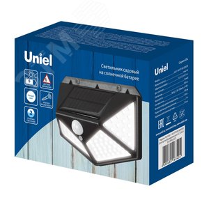 Светильник садовый на солнечной батарее с датчиком движения 100 светодиодов 1х18650 Li-Io аккумулятор в/кUSL-F-167/PT100 SENSOR IP44 - фото 4