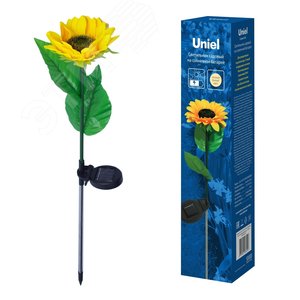 Светильник садовый на солнечной батарее USL-S-814/PT700 SUNFLOWER Подсолнух 8 светодиодов Теплый белый свет 1хАА Ni-Mh аккумулятор в/к IP44 - фото 2