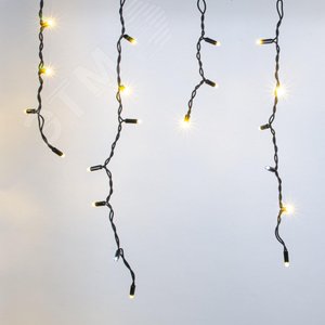 Бахрома светодиодная с эффектом мерцания 3м соединяемая 200 светодиодов теплый белый и белый свет черный провод ULD-B3007-200/TBK WARMWHITE-WHITE IP67 - фото 1