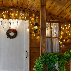 Бахрома светодиодная с эффектом мерцания 3м соединяемая 200 светодиодов теплый белый и белый свет черный провод ULD-B3007-200/TBK WARMWHITE-WHITE IP67 - фото 5