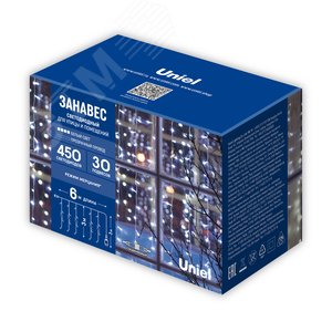 Гирлянда Занавес светодиодный с эффектом мерцания 6х3 м соединяемый 450 светодиодов прозрачный провод ULD-C6030-450/TTK WHITE IP44 - фото 5