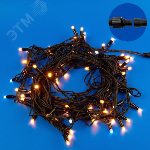 Гирлянда ULD-S1000-120/TBK WARM WHITE-WHITE IP67 светодиодная с эффектом мерцания 10 м соединяемая 120 светодиодов теплый белый и белый свет черный провод - фото 1