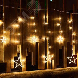 Гирлянда Занавес фигурный светодиодный 3х07м 138 светодиодов теплый белый свет прозрачный провод ULD-E3007-138/DTA WARM WHITE IP20 STARS-2 TM - фото 4