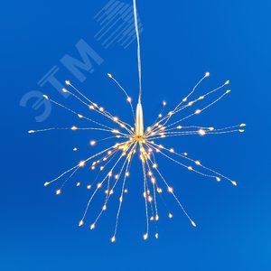 Фигура светодиодная Фейерверк на батарейках 3AA не в/к 30х30см Подвесная 120 светодиодов Теплый белый свет Пульт ДУ в/к прозрачный провод ULD-H3030-150/DTA/3AA/RC WARM WHITE IP20 FIREWORKS TM - фото 2