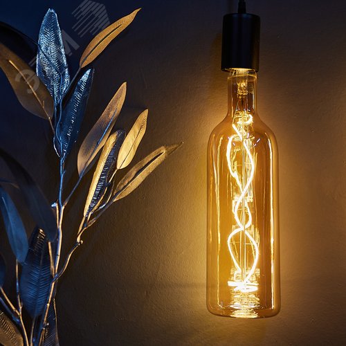 Лампа светодиодная декоративная SOHO 5Вт Золотистая колба Спиральный филамент Картон ТМ LED-SF21-5W/SOHO/E27/CW GOLDEN GLS77GO - фото 8