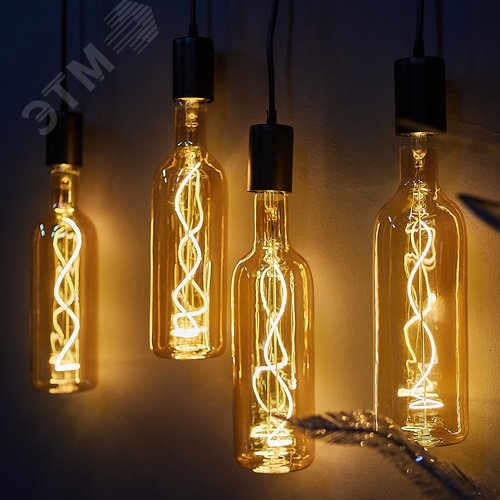 Лампа светодиодная декоративная SOHO 5Вт Золотистая колба Спиральный филамент Картон ТМ LED-SF21-5W/SOHO/E27/CW GOLDEN GLS77GO - фото 10