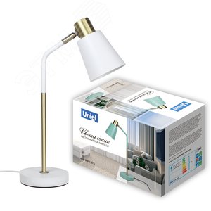 Светильник настольный 60W Цоколь Е27 Механический выключатель UML-B700 E27 WHITE Белый - фото 1