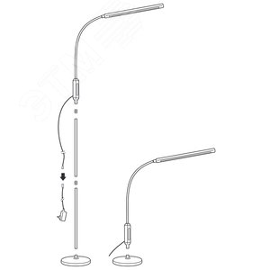 Торшер UЛм-T619 10W/3000-6500K/DIM BLACK напольный светодиодный 10W с регулировкой наклона Сенсорный выключатель Диммер черный - фото 2