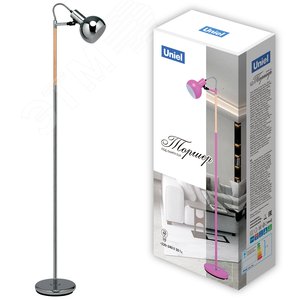 Торшер UML-T702 E14 SILVER напольный под лампу Е14 60W с регулировкой наклона Механический выключатель Серебристый ТМ - фото 7