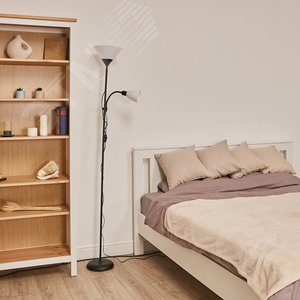 Торшер UML-T520 E27+E14 BLACK/WHITE напольный под лампу Е27 и Е14 2х60W черный/белый - фото 5