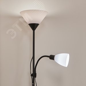 Торшер UML-T520 E27+E14 BLACK/WHITE напольный под лампу Е27 и Е14 2х60W черный/белый - фото 6