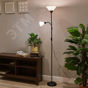 Торшер UML-T520 E27+E14 BLACK/WHITE напольный под лампу Е27 и Е14 2х60W черный/белый - фото 7