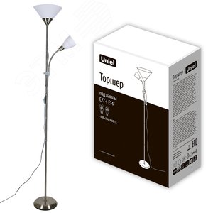 Торшер UML-T520 E27+E14 SILVER/WHITE напольный под лампу Е27 и Е14 2х60W Серебристый/Белый ТМ - фото 6