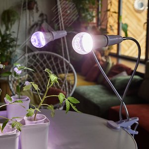 Светильник настольный для 2-х фитоламп на прищепке, E27 цоколь, белый ФитоЛето - фото 4