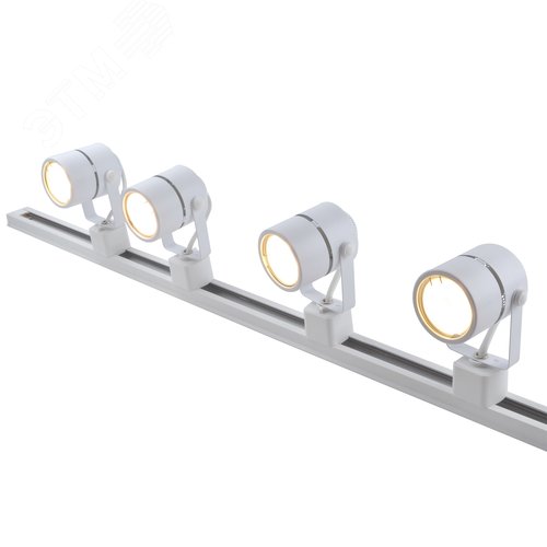 Светильник-прожектор трековый UBL-Q321 GU10/K WHITE SET41, в составе набора из 4 шт, на шинопроводе 1 м, с коннектором. Под лампу GU10. Корпус белый. ТМ Volpe - фото 2