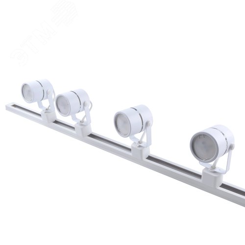 Светильник-прожектор трековый UBL-Q321 GU10/K WHITE SET41, в составе набора из 4 шт, на шинопроводе 1 м, с коннектором. Под лампу GU10. Корпус белый. ТМ Volpe - фото 1
