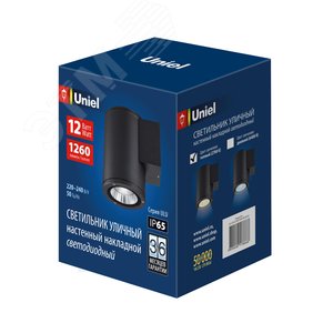Светильник светодиодный уличный ДБУ-12вт ULU-S21 -12W/2700K IP65 BLACK Архитектурный накладной теплый белый - фото 4