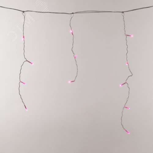 Бахрома светодиодная 2 м 48 светодиодов розовый свет прозрачный провод ULD-B2005-048/DTA PINK IP20 - фото 3