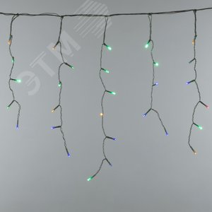 Бахрома светодиодная с эффектом мерцания 10м Соединяемая 480 светодиодов Разноцветный свет Провод прозрачный ULD-B10005-480/TTK MULTI IP44 - фото 1