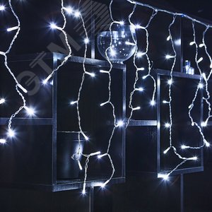 Бахрома светодиодная с эффектом мерцания 12м соединяемая 195 светодиодов белый свет прозрачный провод ULD-B12006-195/TTK WHITE IP44 - фото 4