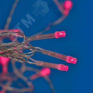 Бахрома светодиодная с эффектом мерцания 12м соединяемая 195 светодиодов розовый свет прозрачный провод ULD-B12006-195/TTK PINK IP44 - фото 1