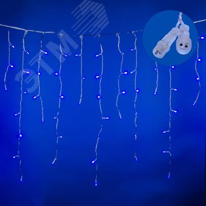 Бахрома светодиодная с эффектом мерцания 12м соединяемая 195 светодиодов синий свет прозрачный провод ULD-B12006-195/TTK BLUE IP44 - фото 2