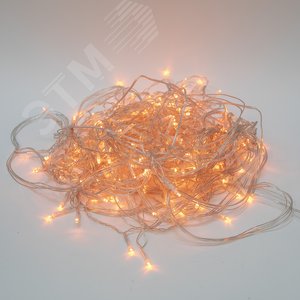 Бахрома светодиодная с эффектом мерцания 12м соединяемая 195 светодиодов янтарный свет прозрачный провод ULD-B12006-195/TTK AMBER IP44 - фото 1