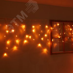 Бахрома светодиодная с эффектом мерцания 12м соединяемая 195 светодиодов янтарный свет прозрачный провод ULD-B12006-195/TTK AMBER IP44 - фото 2
