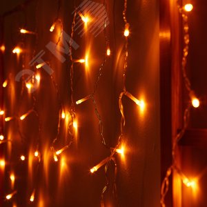 Бахрома светодиодная с эффектом мерцания 12м соединяемая 195 светодиодов янтарный свет прозрачный провод ULD-B12006-195/TTK AMBER IP44 - фото 3